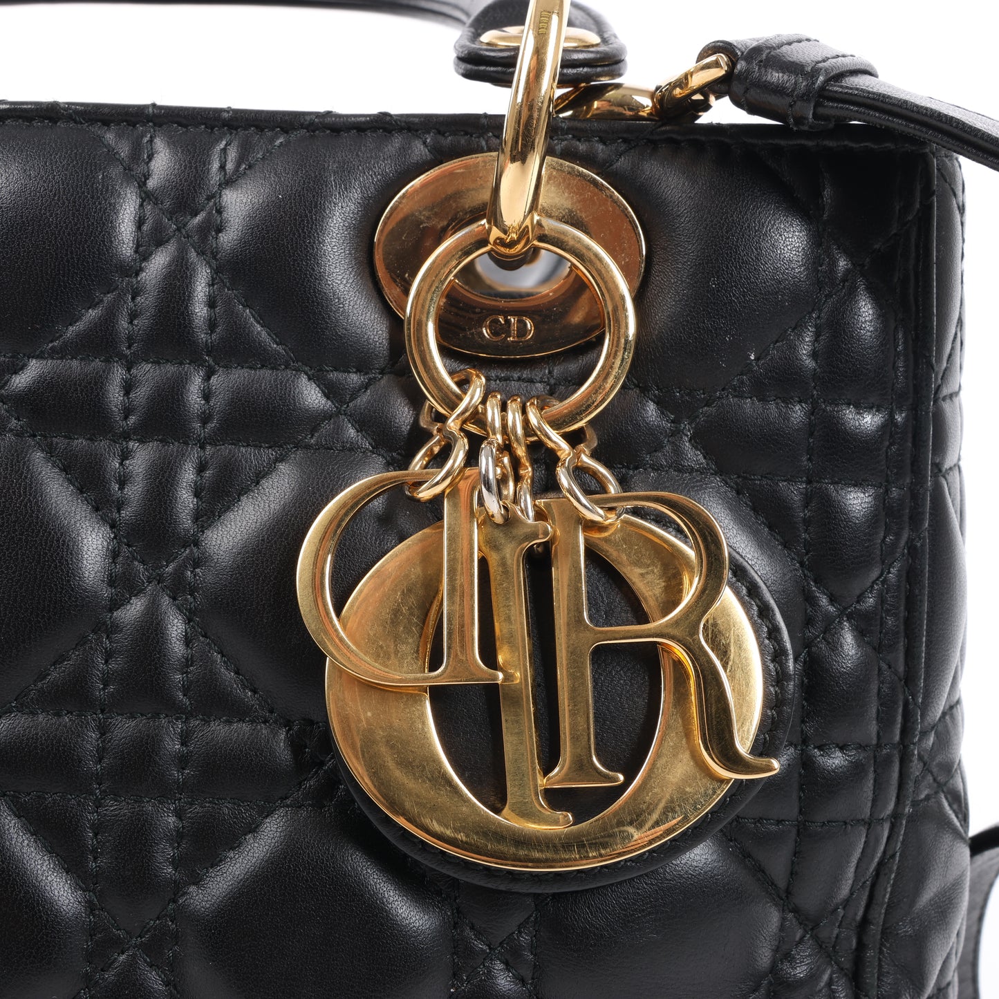 Christian Dior Lady Dior Cannage Leder Mittlere 2Way Handtasche in Schwarz