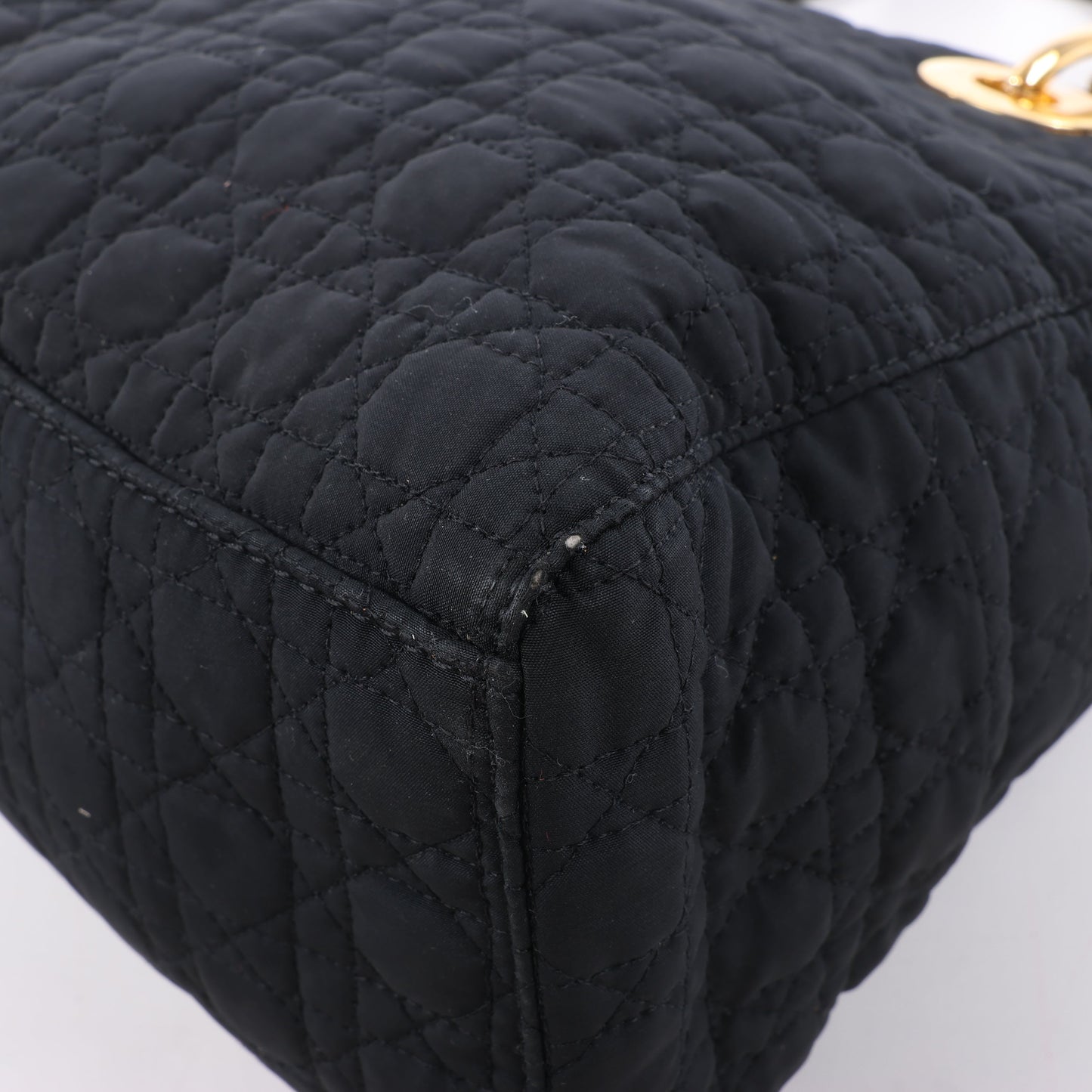Christian Dior Lady Dior Cannage Nylon Handbag in Black