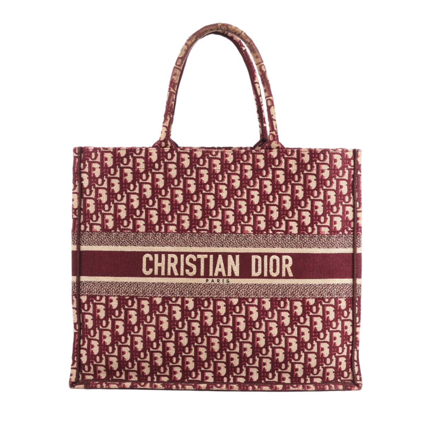 Christian Dior Book Tote Große, schräge Canvas-Umhängetasche in Burgunderrot