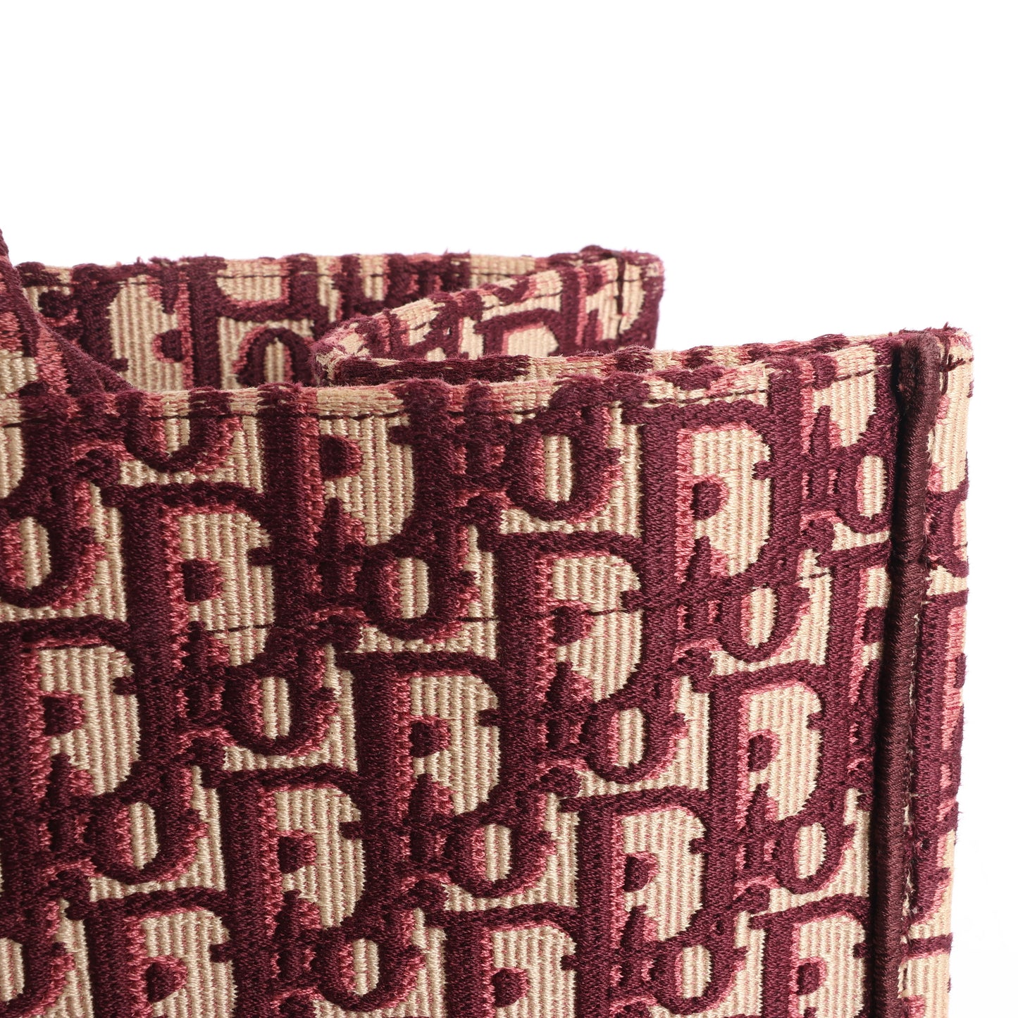 Christian Dior Book Tote Große, schräge Canvas-Umhängetasche in Burgunderrot