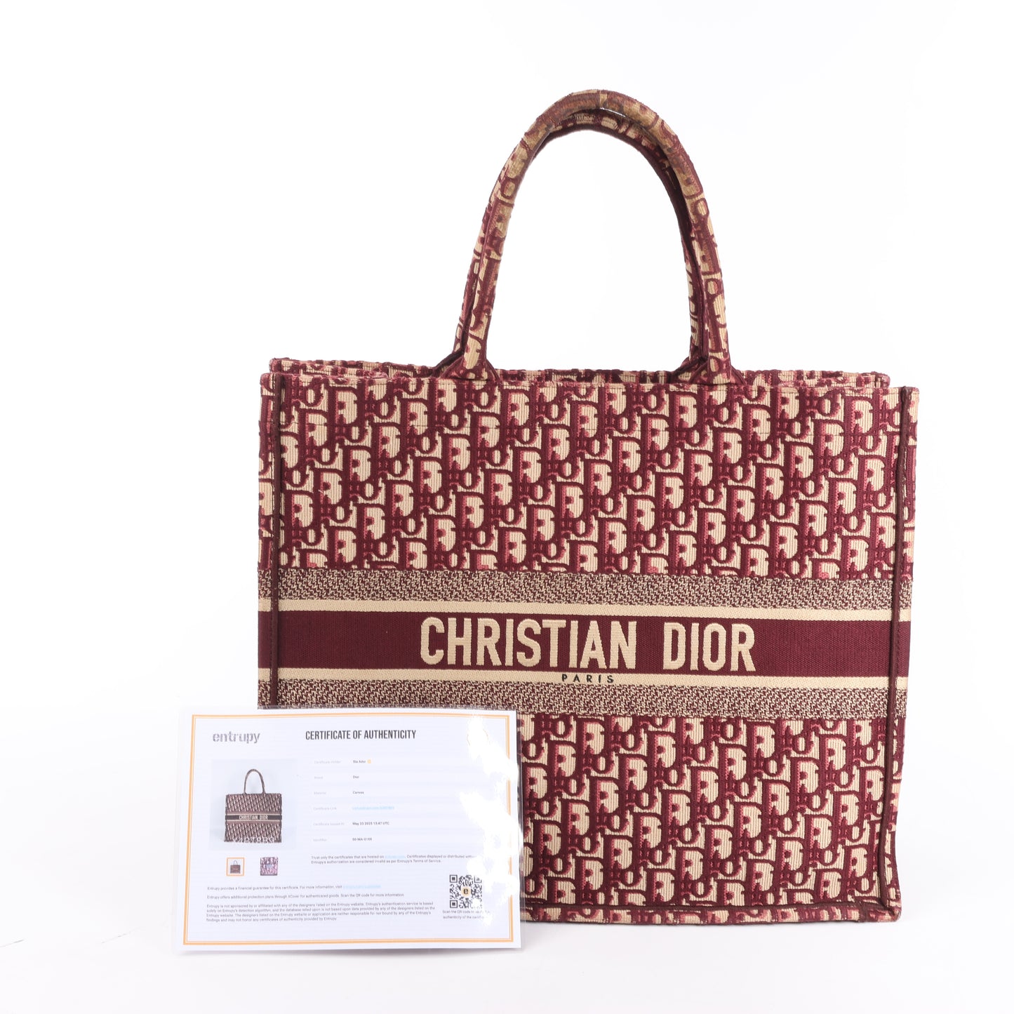 Christian Dior Book Tote Große, schräge Canvas-Umhängetasche in Burgunderrot