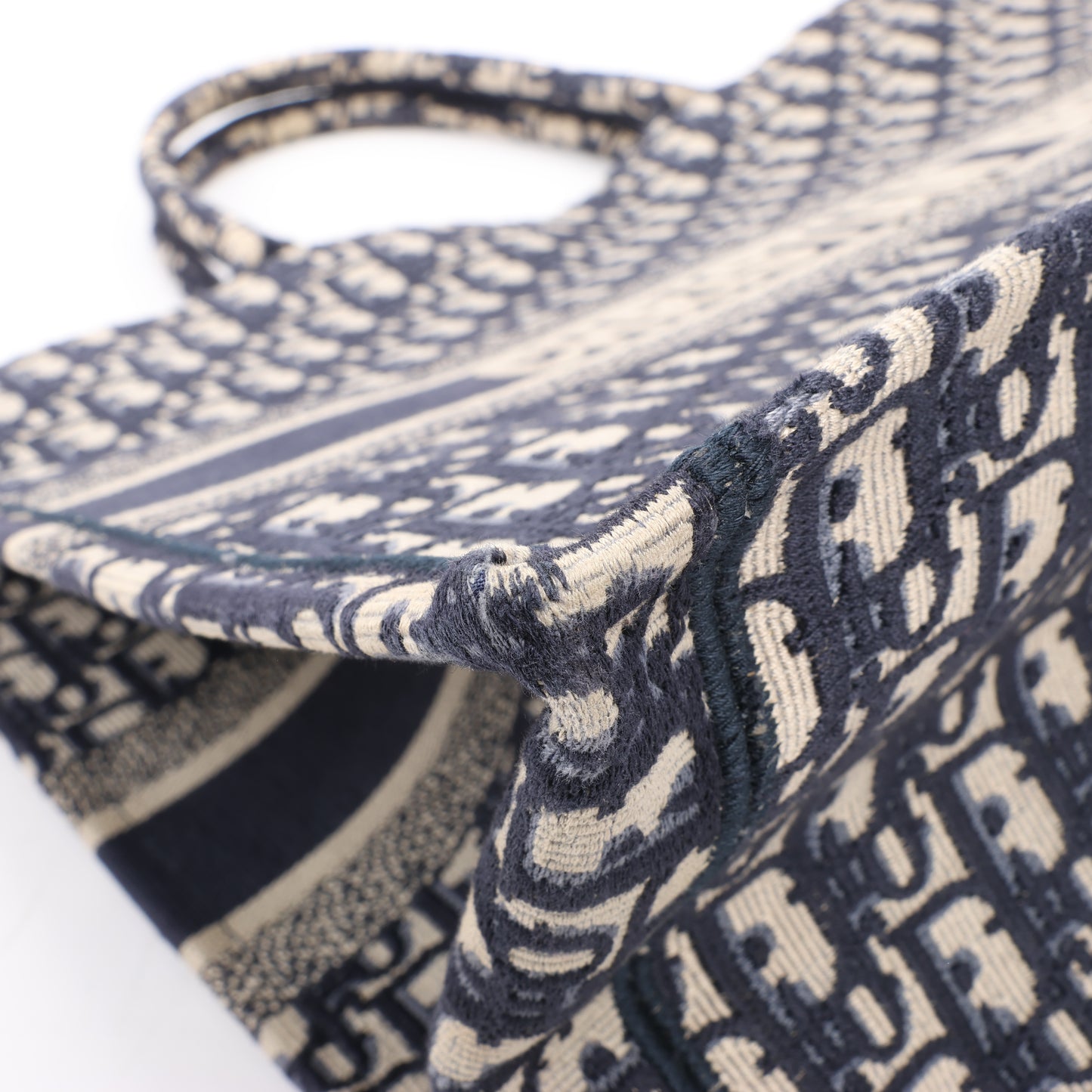 Christian Dior Oblique Book Tote Large Canvas Tote Bag in Navy Blue
