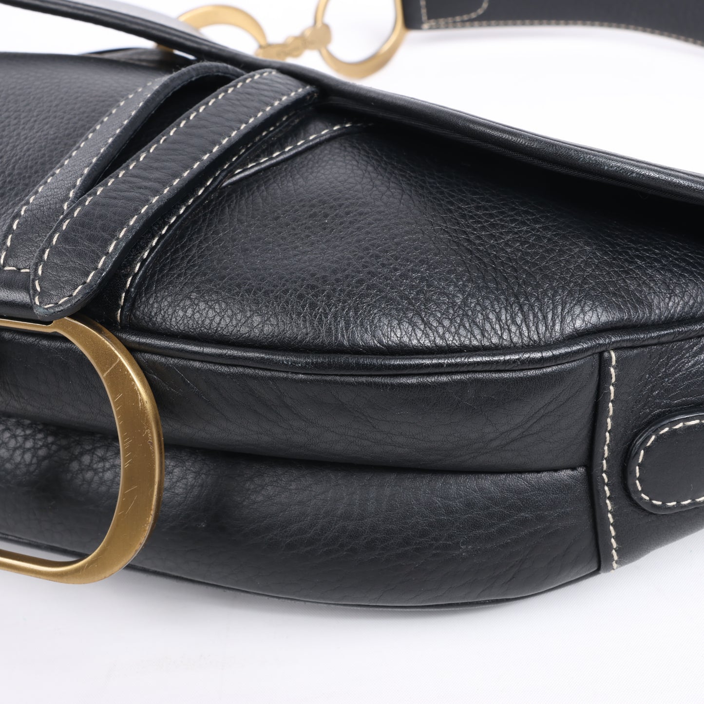 Christian Dior Saddle Classic Bag Leder 2Way Handtasche in Schwarz