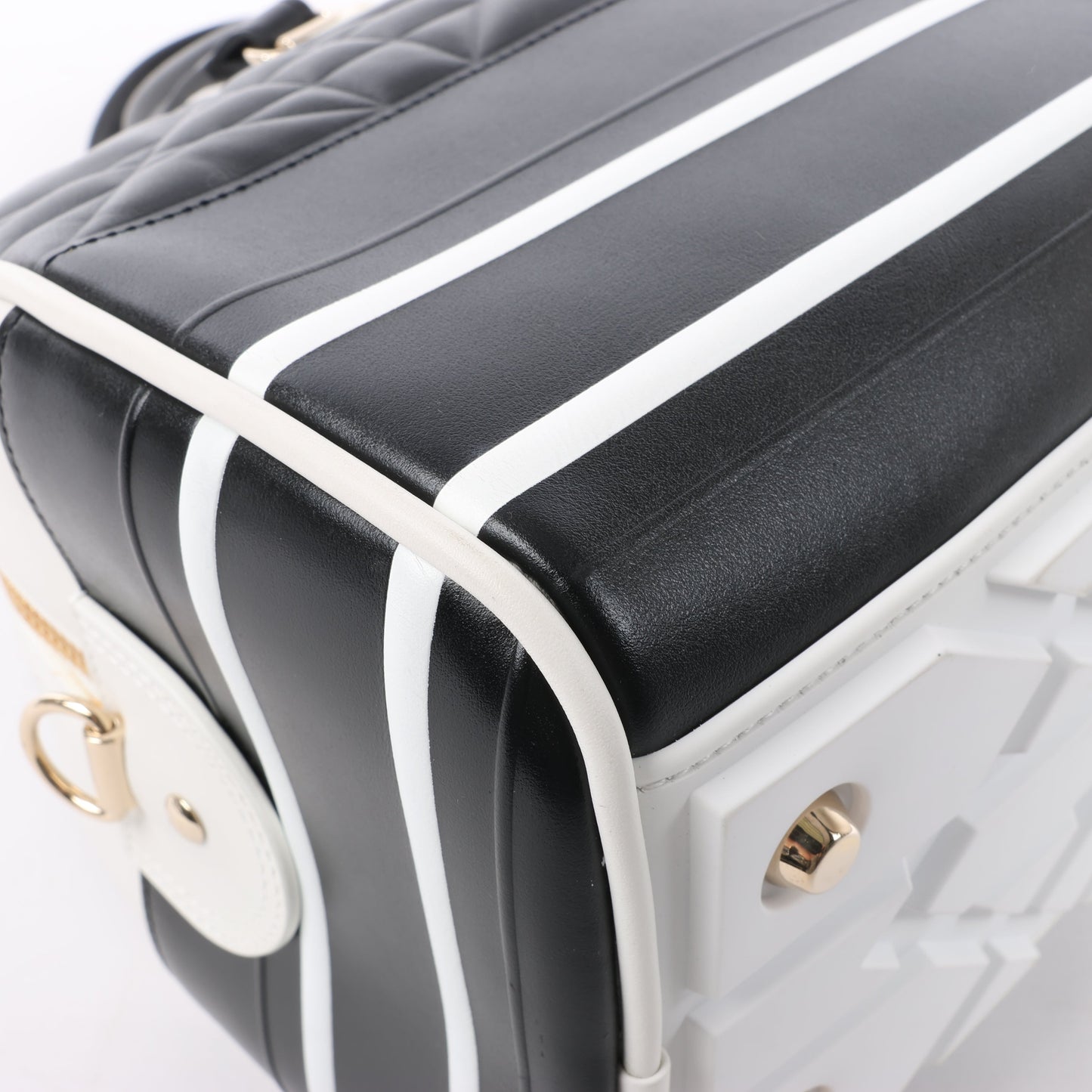Christian Dior Große Dior Vibe Bowlingtasche mit Reißverschluss in Schwarz x Weiß