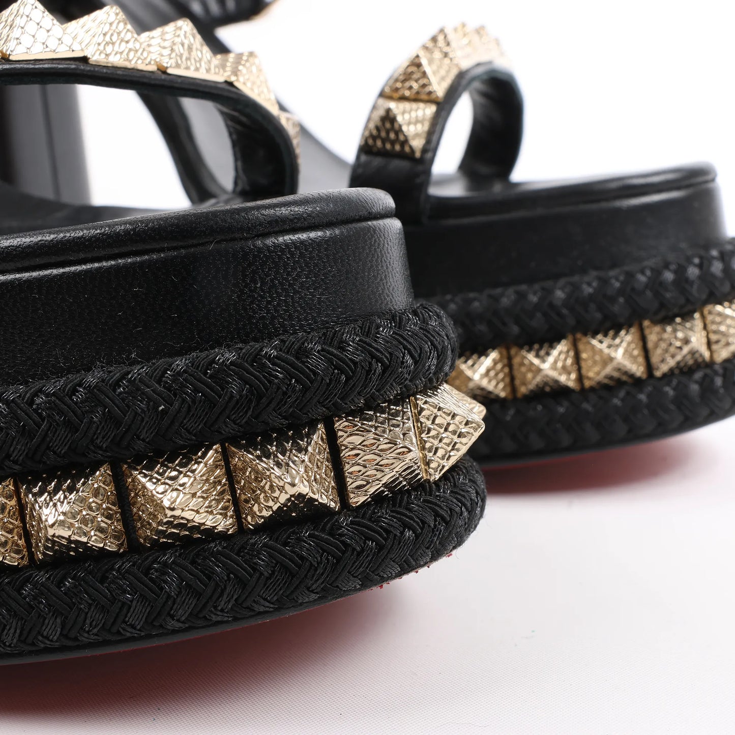 Christian Louboutin SUPERCLOU 130 Studs Leather Sandals in Black, Size 38 EU