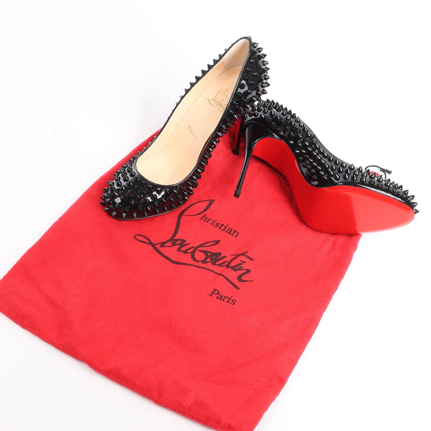 Christian Louboutin Spike Studs Lackleder-Pumps in Schwarz, Größe 38 EU