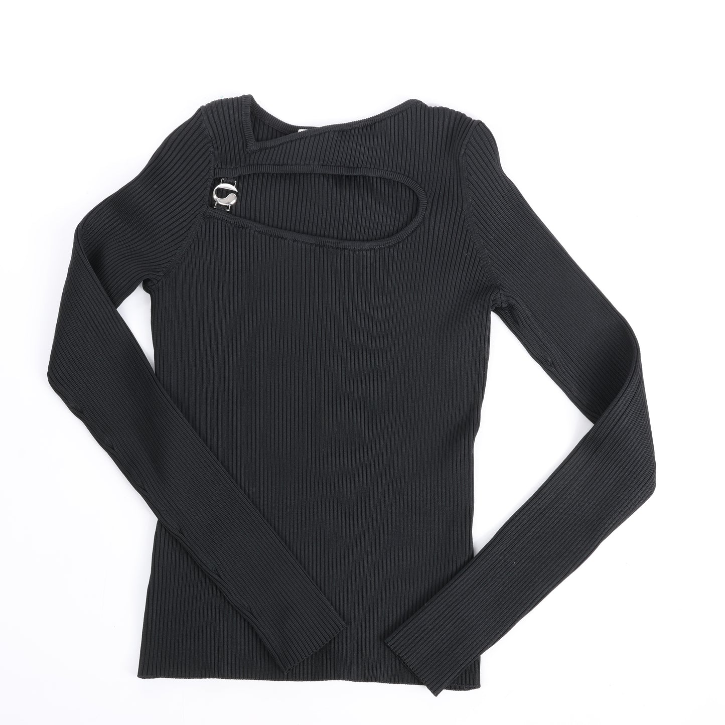 Coperni Cut-Out Rippstrick-Top in Schwarz, Größe L