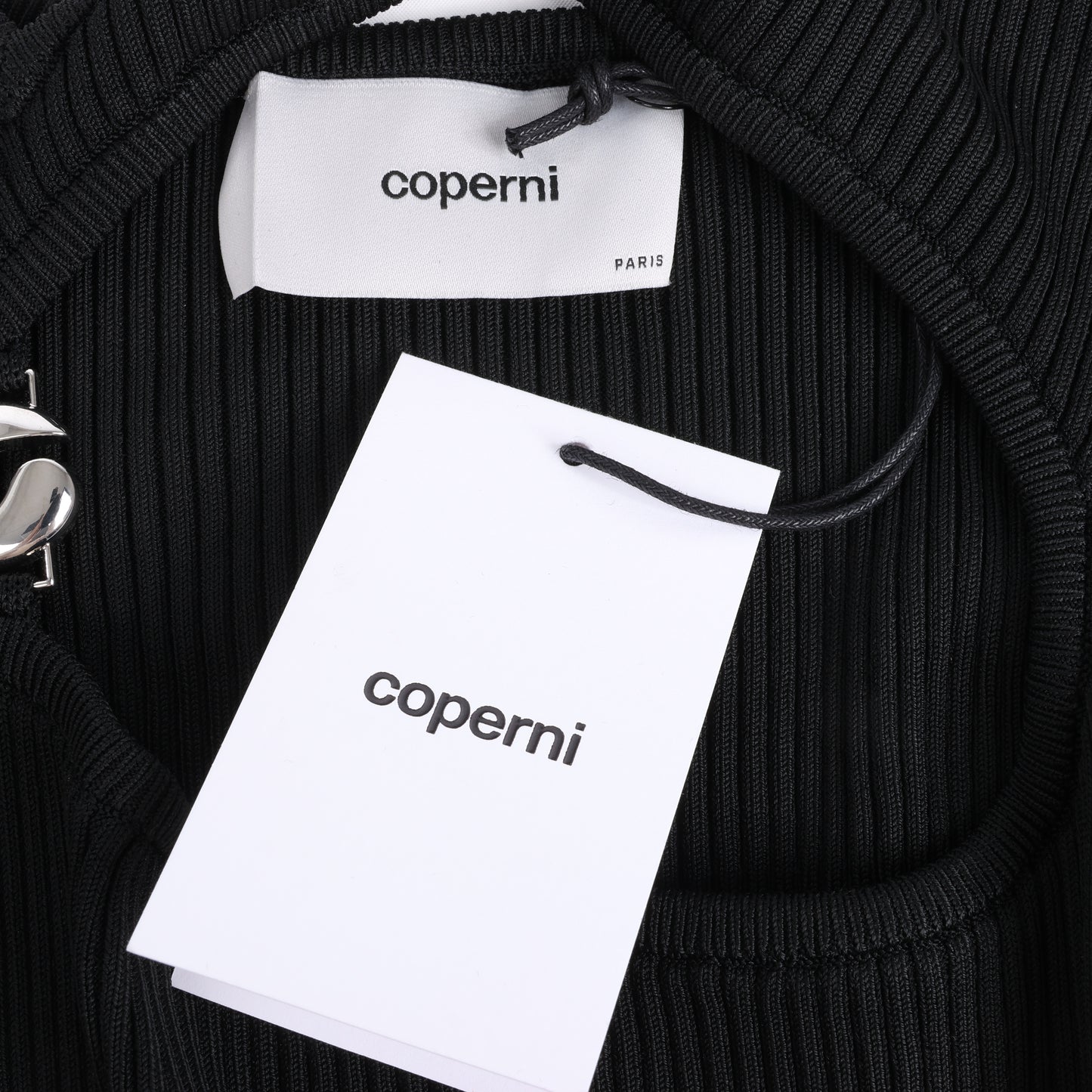 Coperni Cut-Out Rippstrick-Top in Schwarz, Größe L