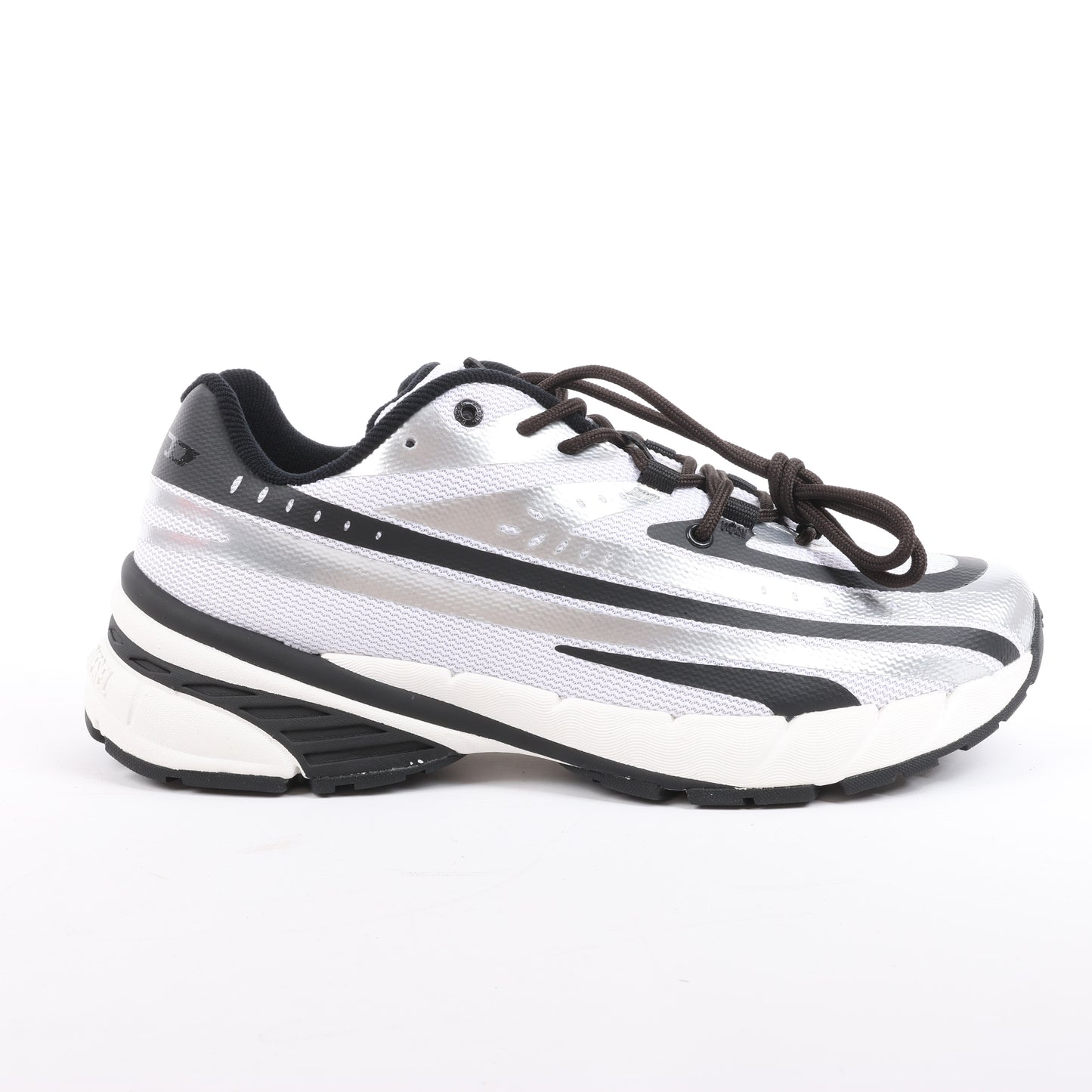 Diesel D-Airspeed Low-Striped Sneakers aus beschichtetem Ripstop in Silber, Größe 43 EU