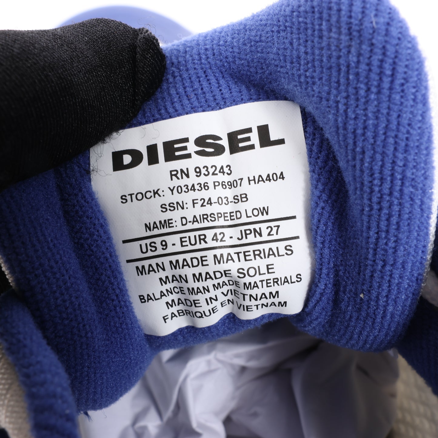 Diesel Multi D-Airspeed Low-Striped Sneakers aus beschichtetem Ripstop, Größe 42 EU