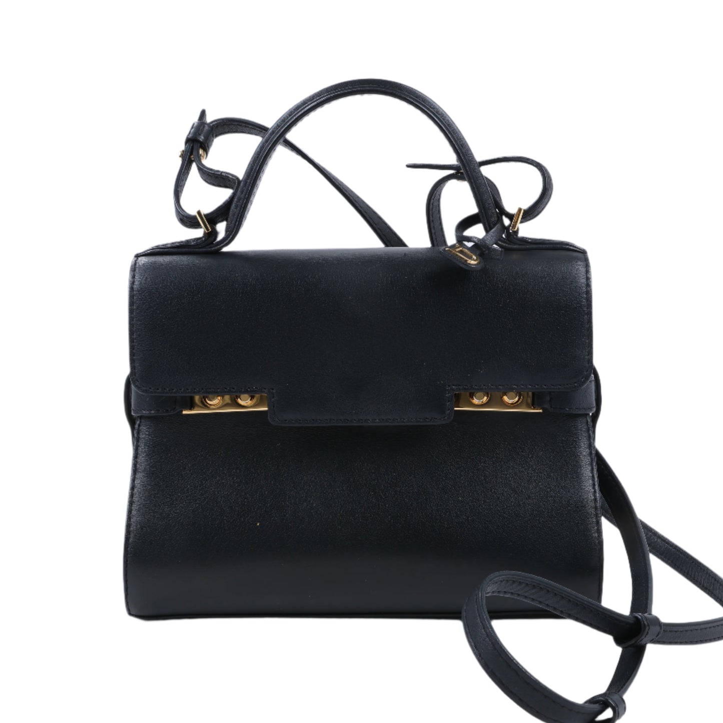 Delvaux Tempête PM 2-Wege-Handtasche aus schwarzem Leder