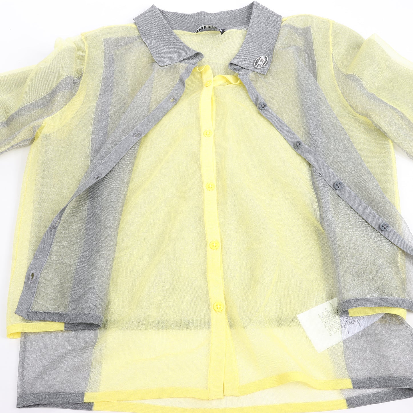 Diesel Langarmshirt mit Lurex-Detail in Gelb, Größe S