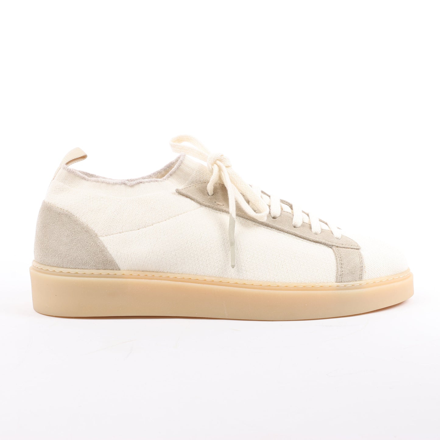 ELEVENTY Panelled Knitted Sneakers in Beige, Size 44 EU
