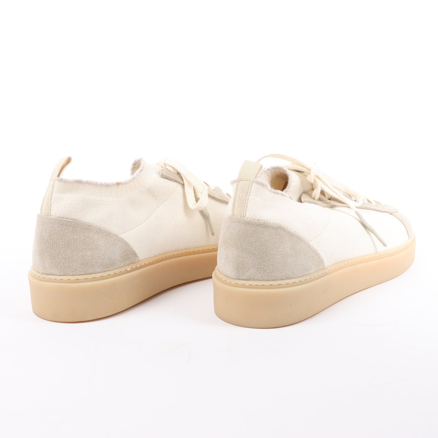 ELEVENTY Panelled Knitted Sneakers in Beige, Size 44 EU