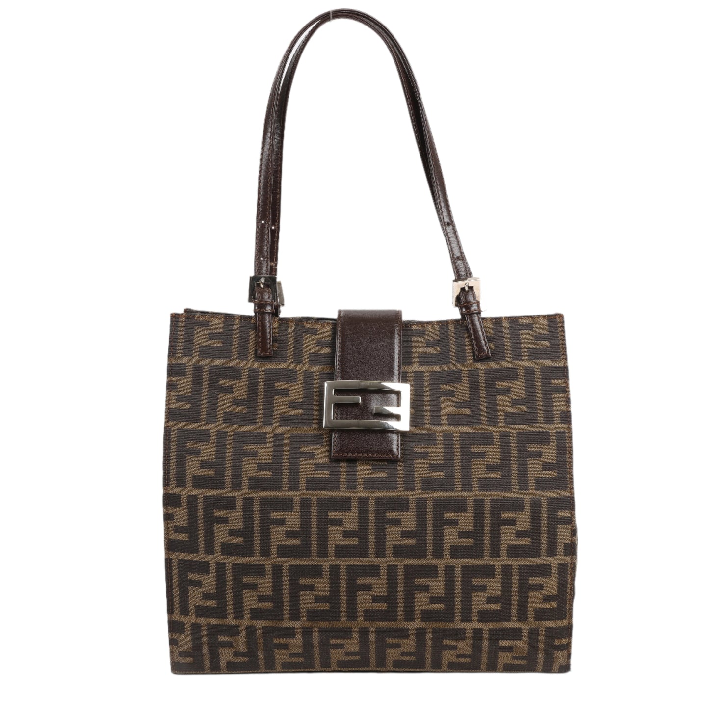 FENDI – Zucchino Mamma Bucket-Umhängetasche aus Canvas und Leder in Braun