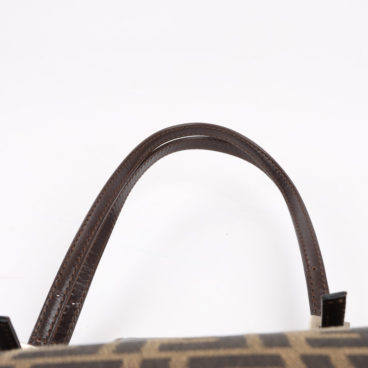 FENDI – Zucchino Mamma Bucket-Umhängetasche aus Canvas und Leder in Braun