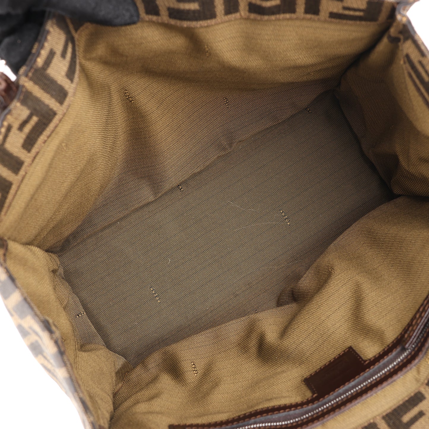 FENDI – Zucchino Mamma Bucket-Umhängetasche aus Canvas und Leder in Braun