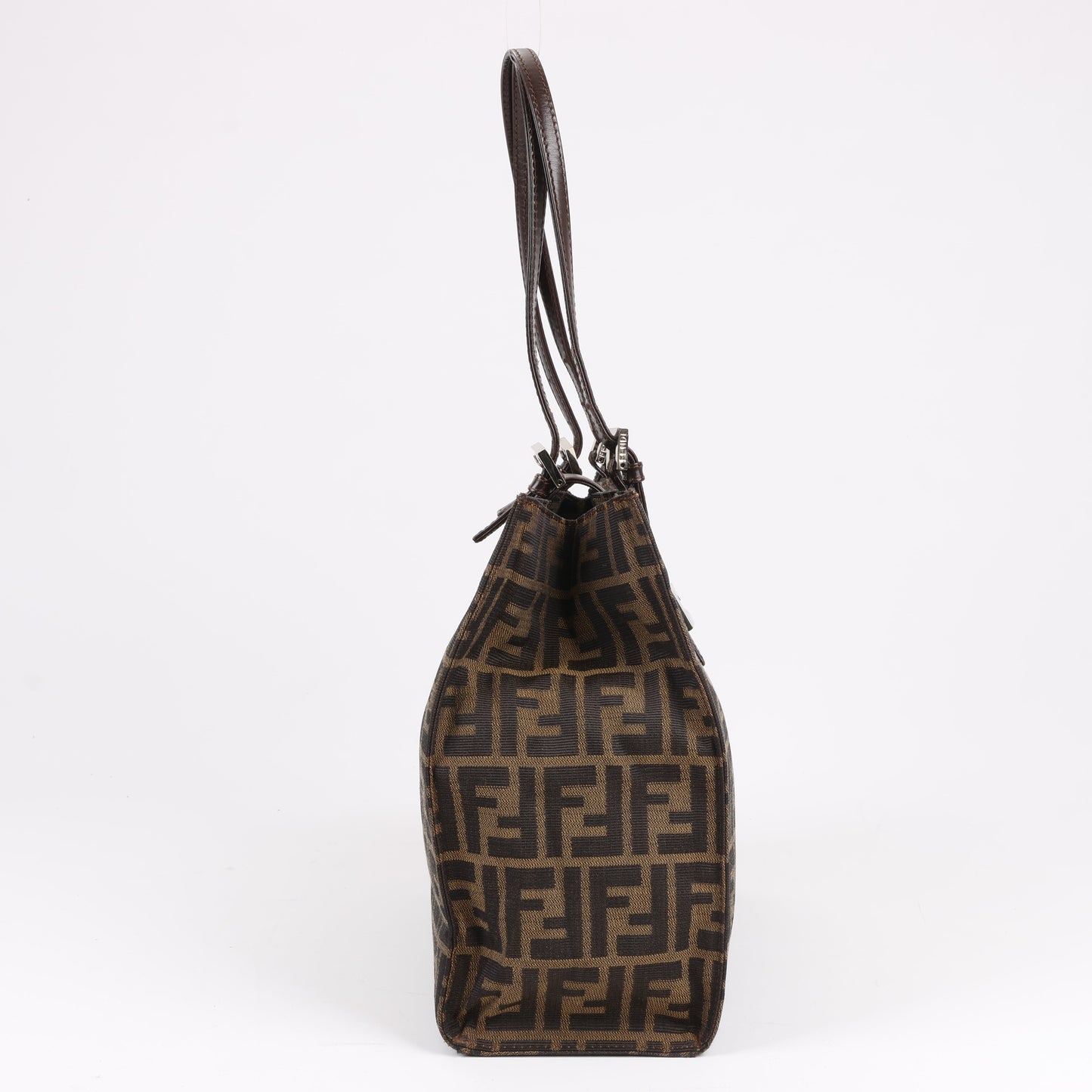 FENDI – Zucchino Mamma Bucket-Umhängetasche aus Canvas und Leder in Braun