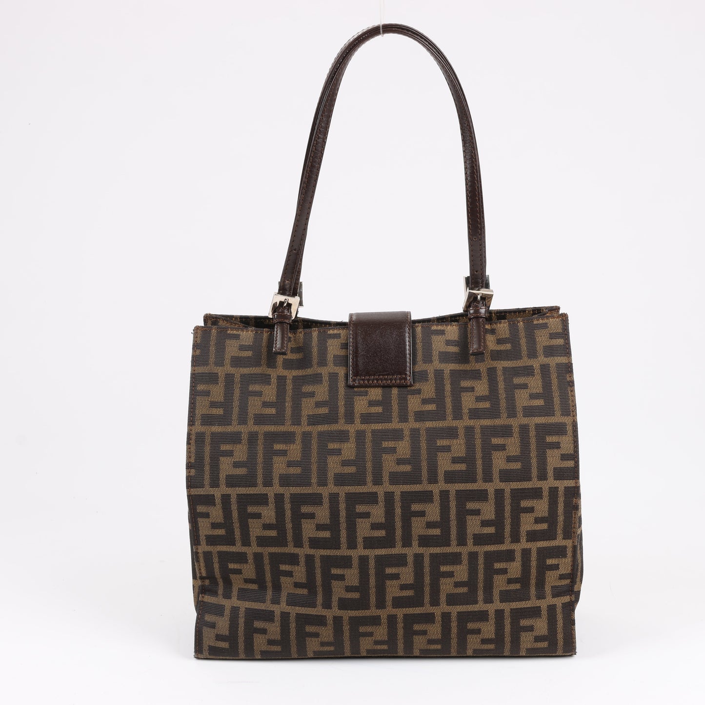 FENDI – Zucchino Mamma Bucket-Umhängetasche aus Canvas und Leder in Braun