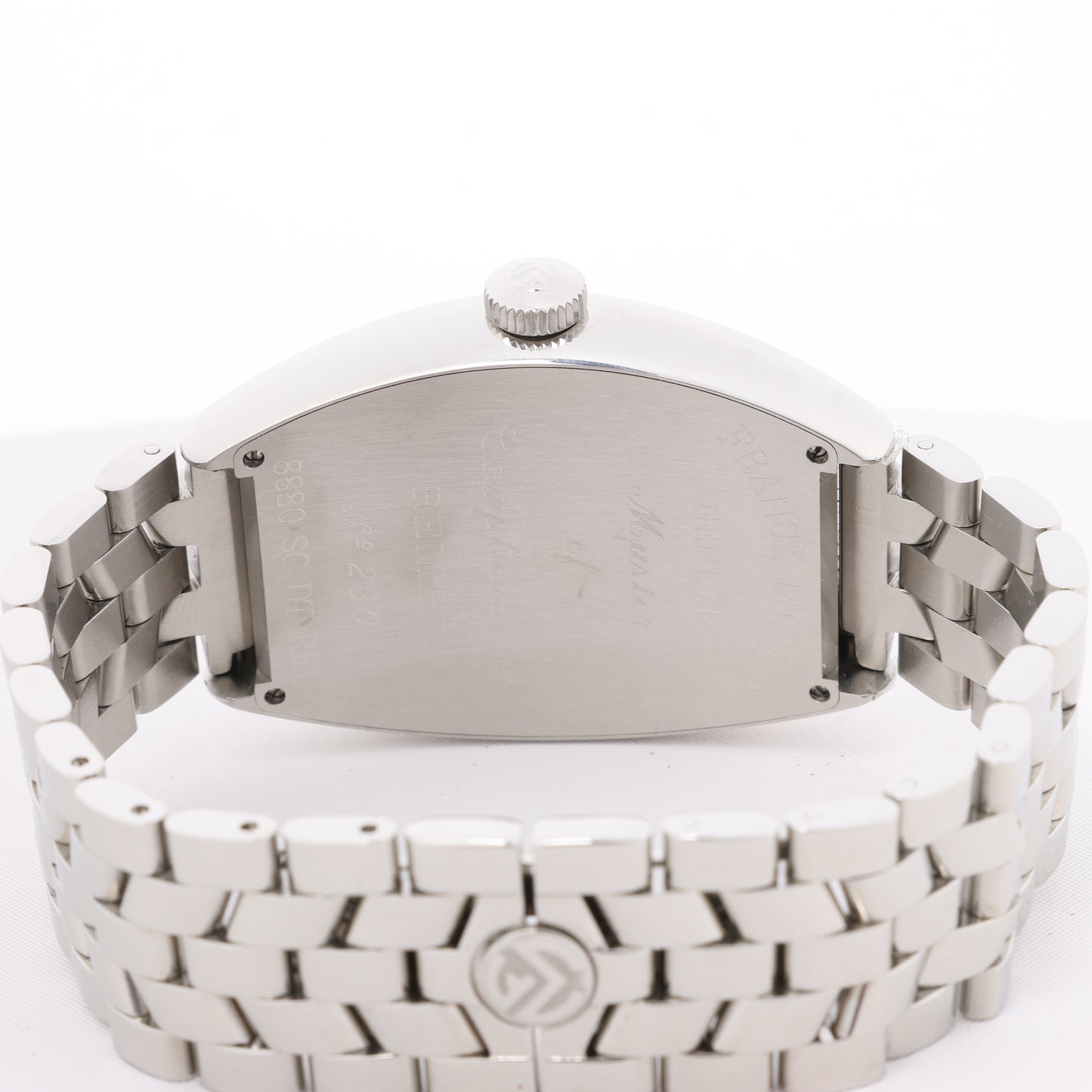 Franck Muller Tonneau Curvex Reliefs 8880SCDT REL 230 SS SS AT Uhr mit schwarzem Zifferblatt