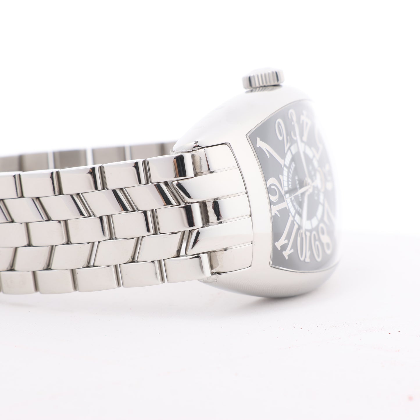 Franck Muller Tonneau Curvex Reliefs 8880SCDT REL 230 SS SS AT Uhr mit schwarzem Zifferblatt