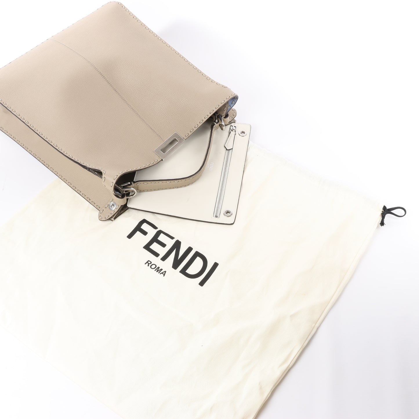 Fendi Peek-a-boo X-light ICU Co., Ltd. Lederhandtasche in Beige 7VA528