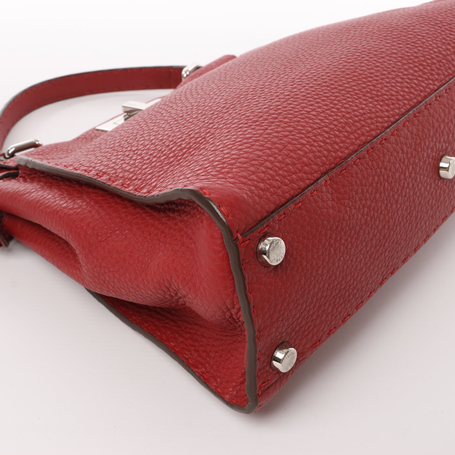Fendi Peekaboo Regular Selleria Leder 2-Wege-Handtasche in Rot 8BN226