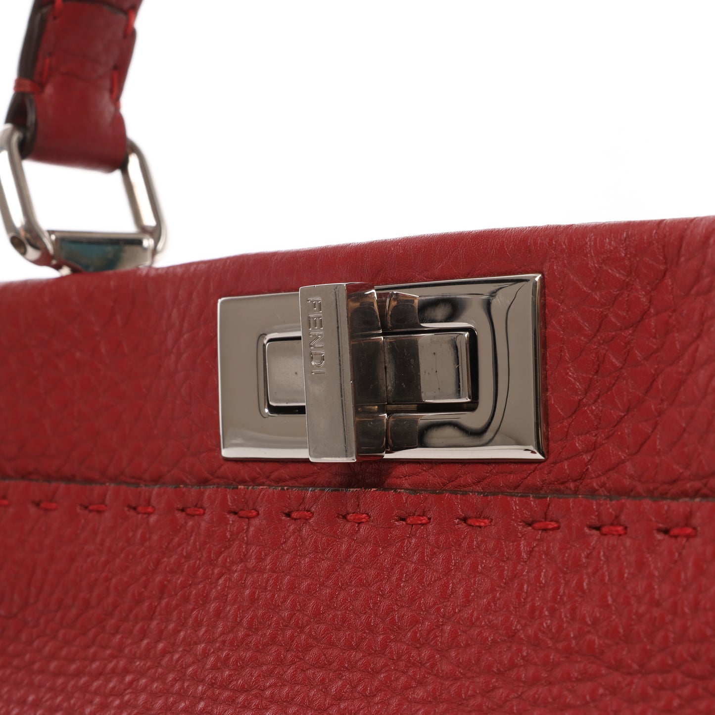 Fendi Peekaboo Regular Selleria Leder 2-Wege-Handtasche in Rot 8BN226