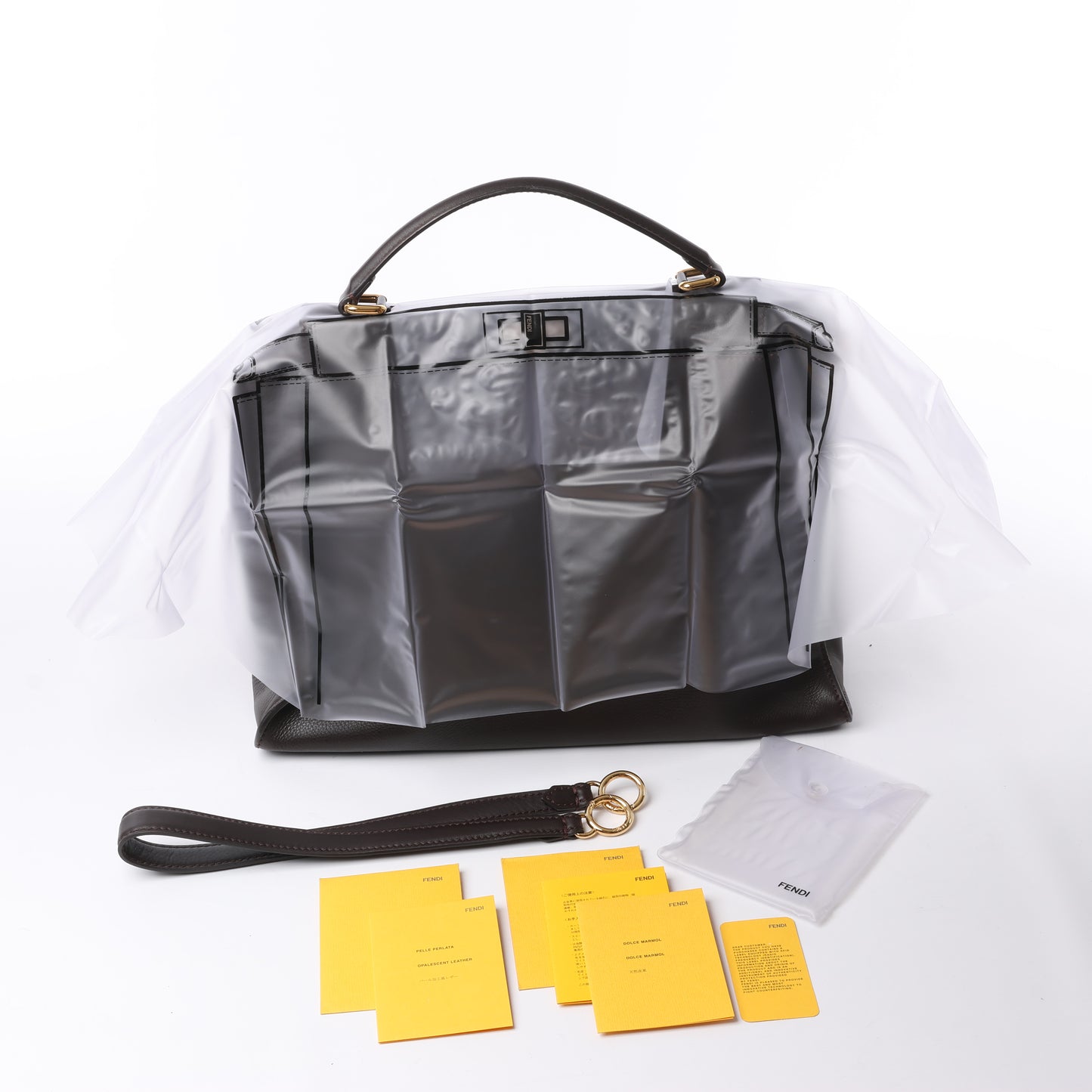Fendi Peekaboo Large Leather 2way Handbag in Brown 8BN210