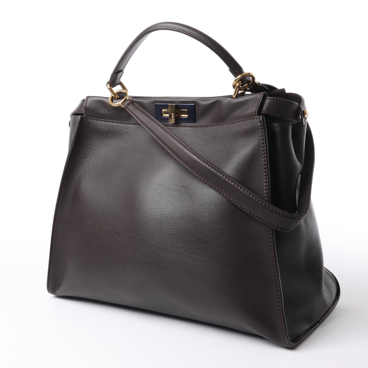 Fendi Peekaboo Large Leather 2way Handbag in Brown 8BN210