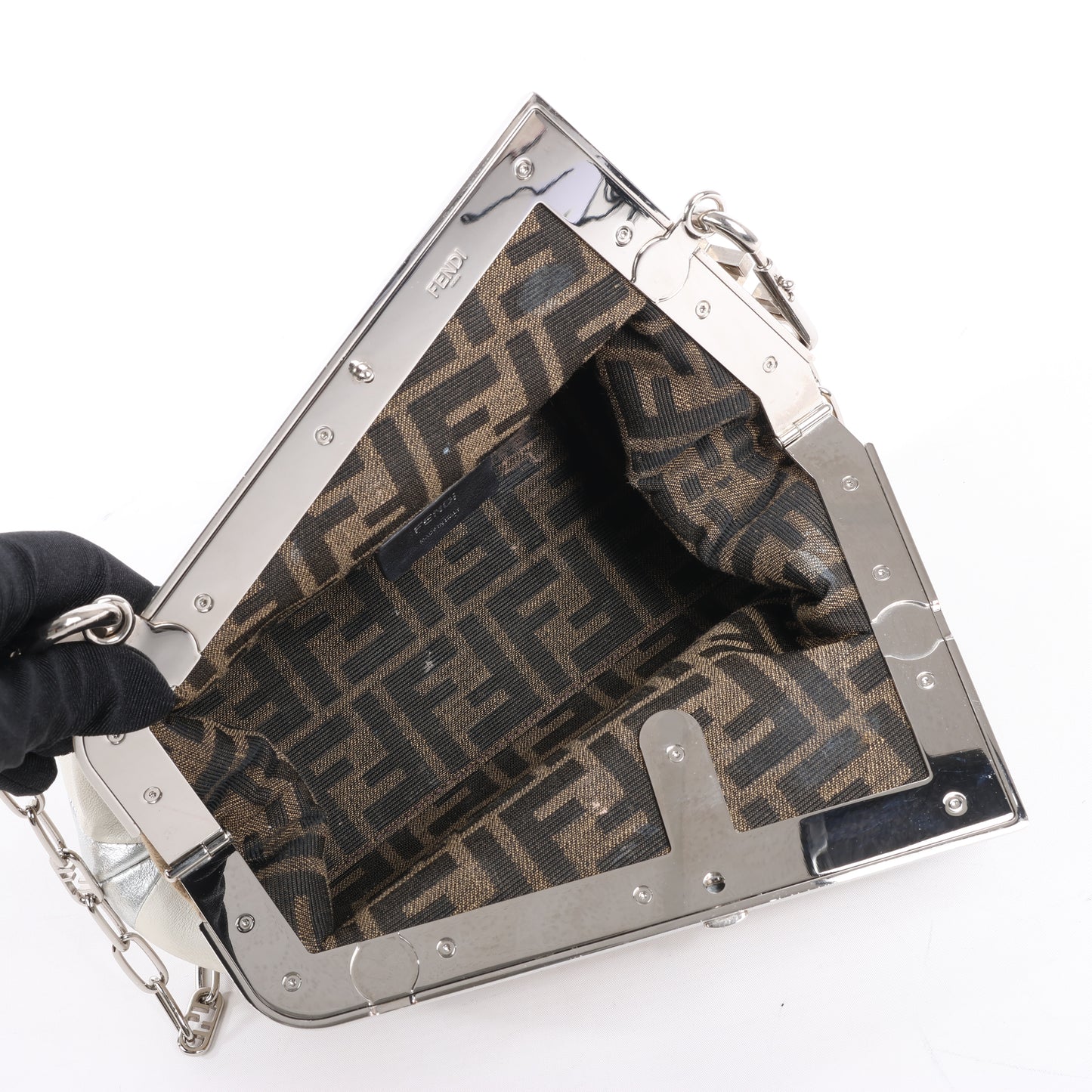 FENDI First Leather x Wildleder-Umhängetasche in Beige 8BP129