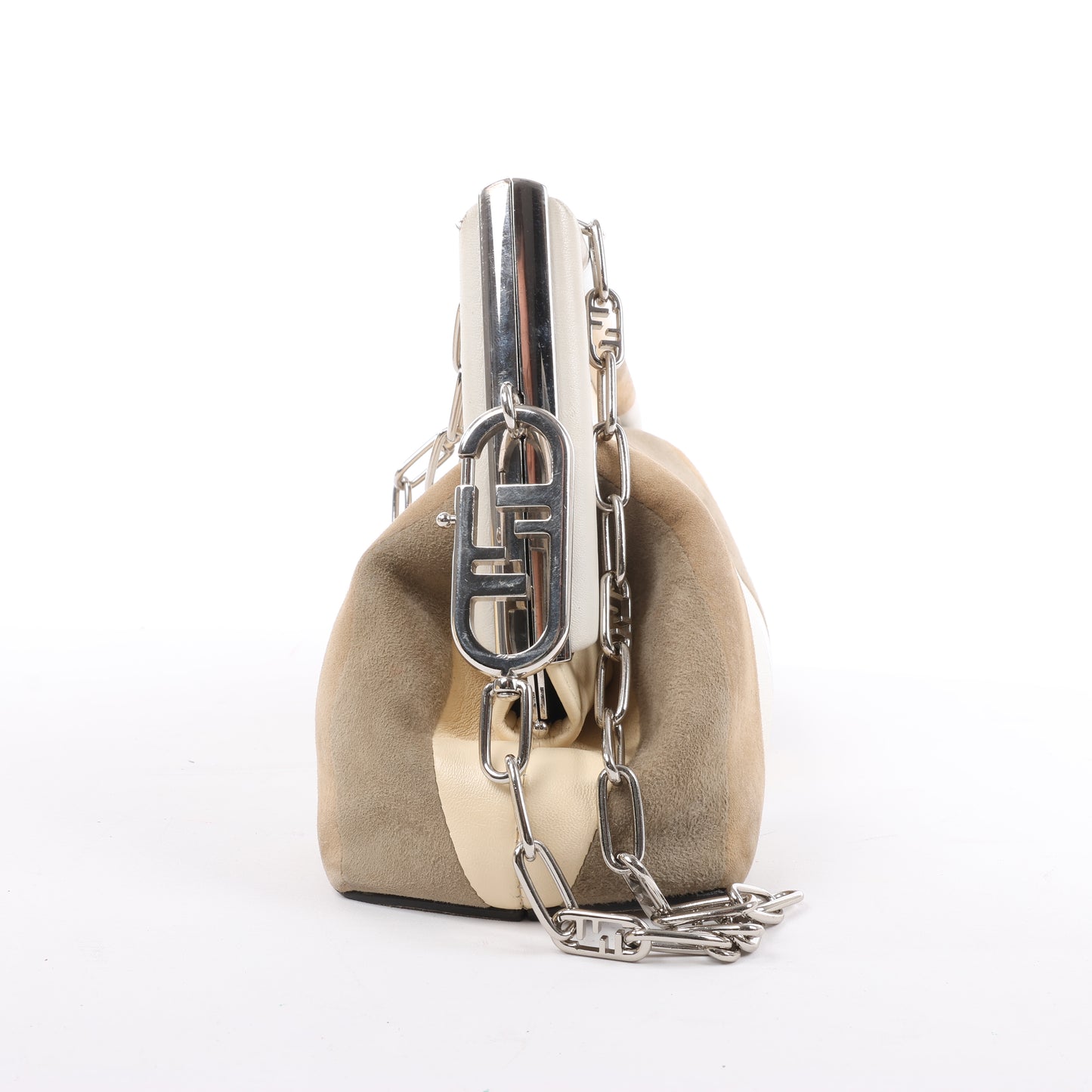 FENDI First Leather x Wildleder-Umhängetasche in Beige 8BP129