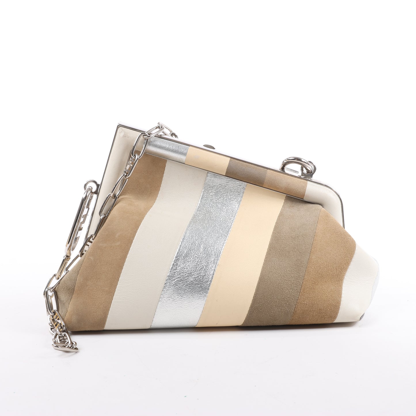 FENDI First Leather x Wildleder-Umhängetasche in Beige 8BP129