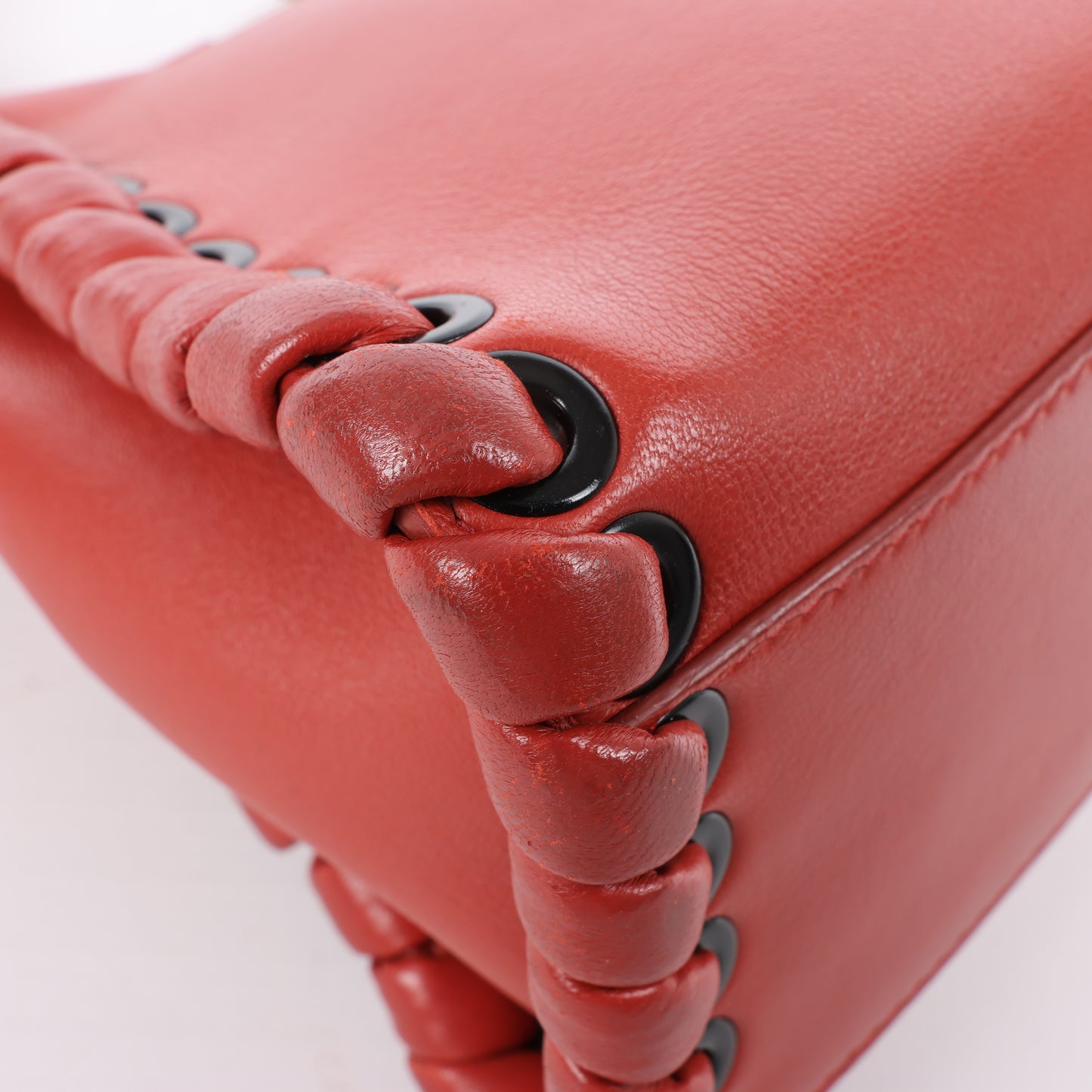Fendi Peekaboo Mini Leather 2Way Handbag in Red 8BN244