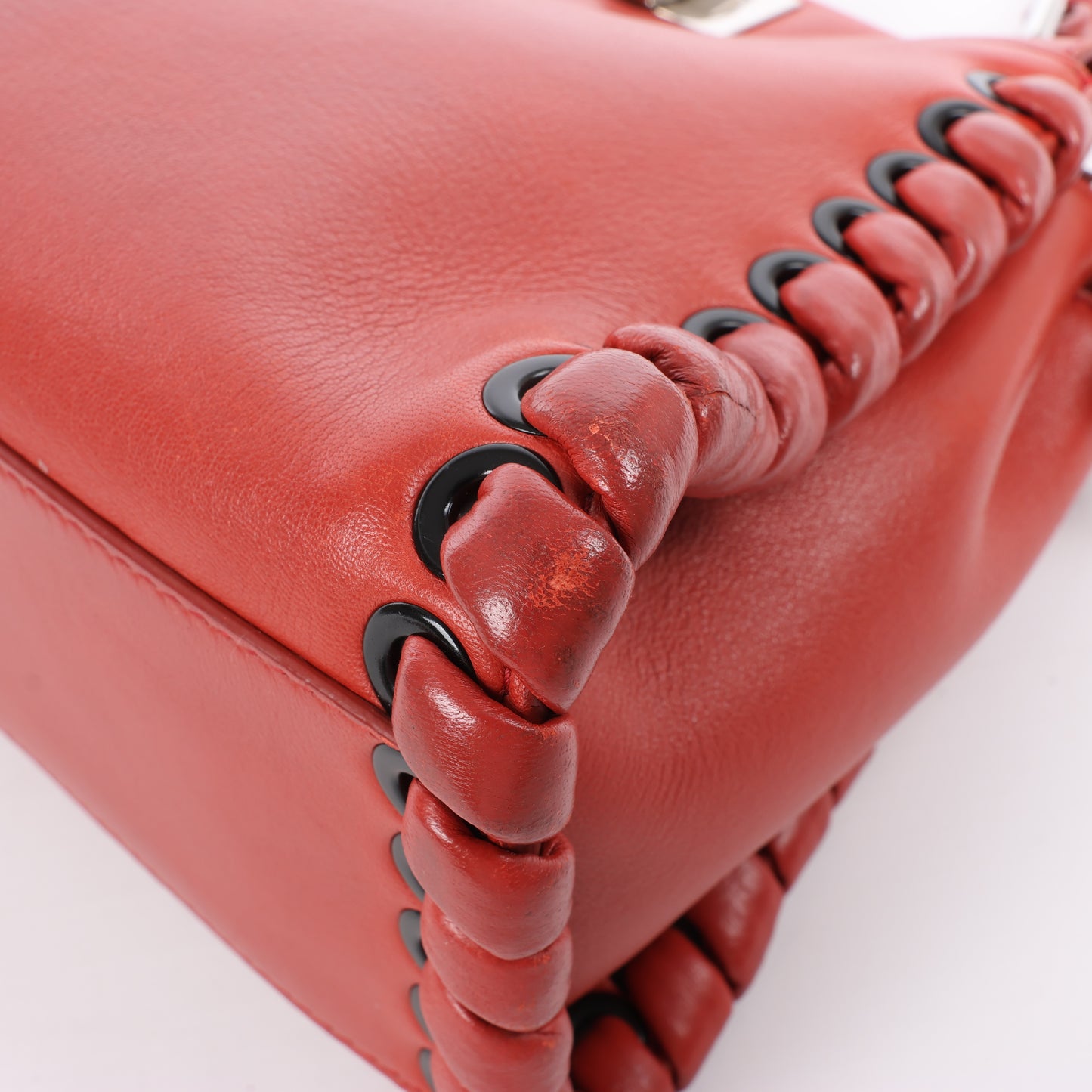 Fendi Peekaboo Mini Leather 2Way Handbag in Red 8BN244