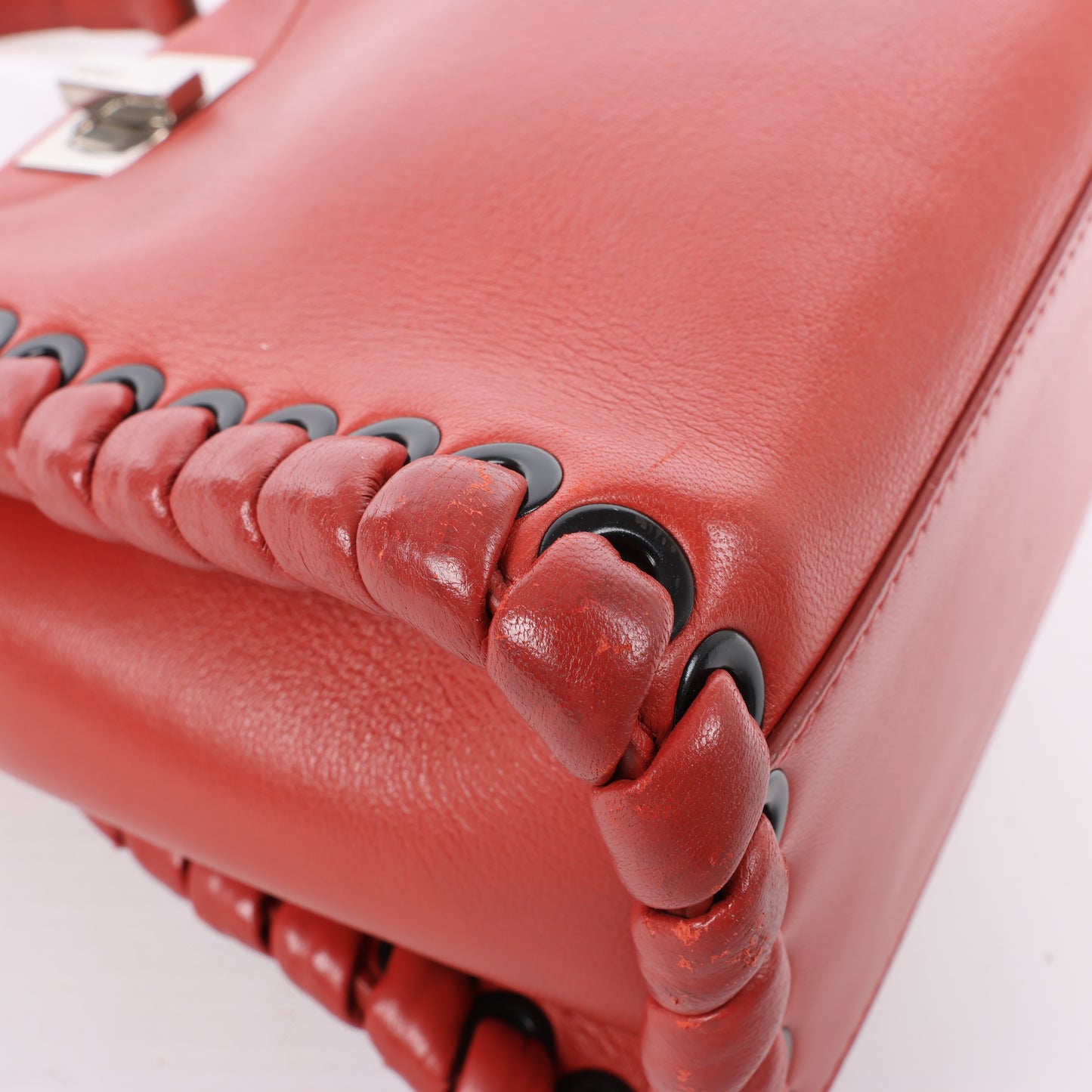 Fendi Peekaboo Mini Leather 2Way Handbag in Red 8BN244