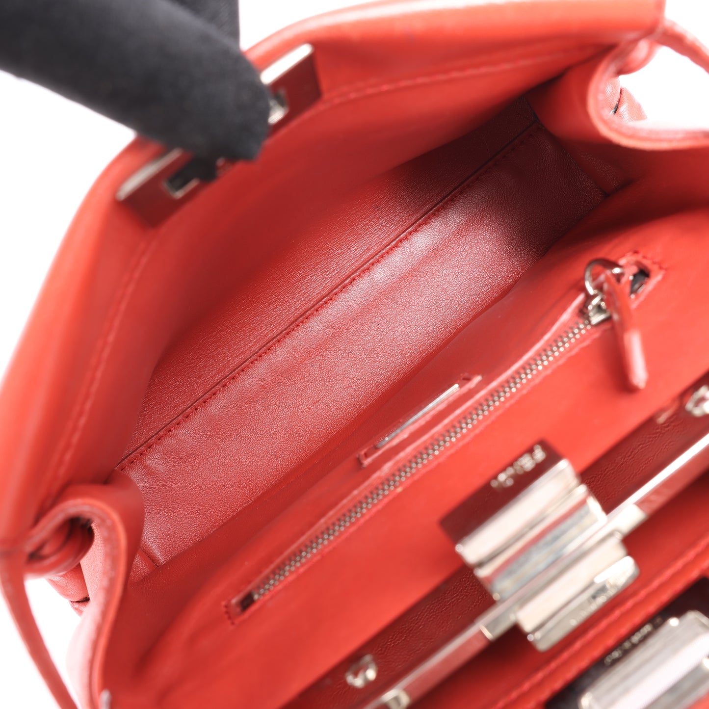 Fendi Peekaboo Mini Leather 2Way Handbag in Red 8BN244
