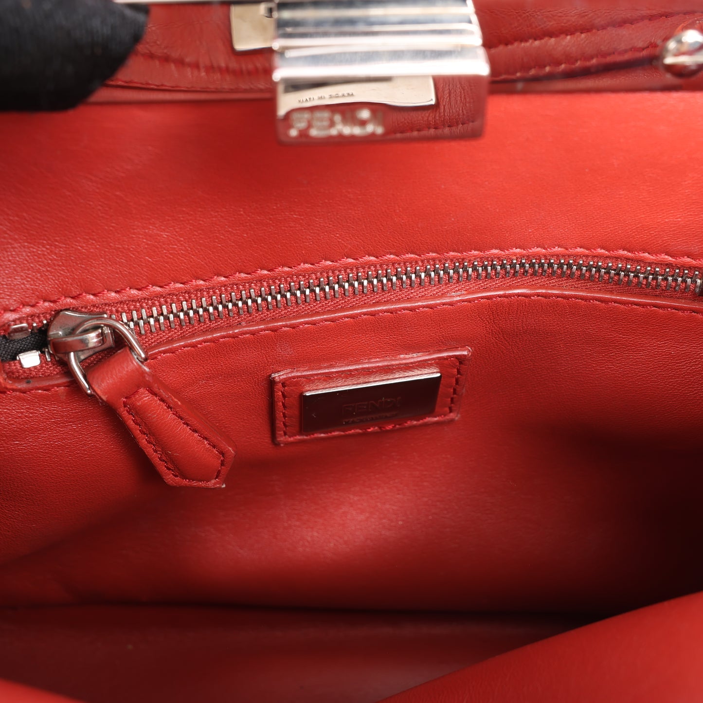 Fendi Peekaboo Mini Leather 2Way Handbag in Red 8BN244