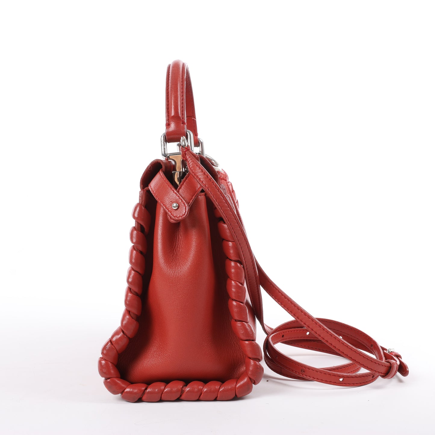 Fendi Peekaboo Mini Leather 2Way Handbag in Red 8BN244