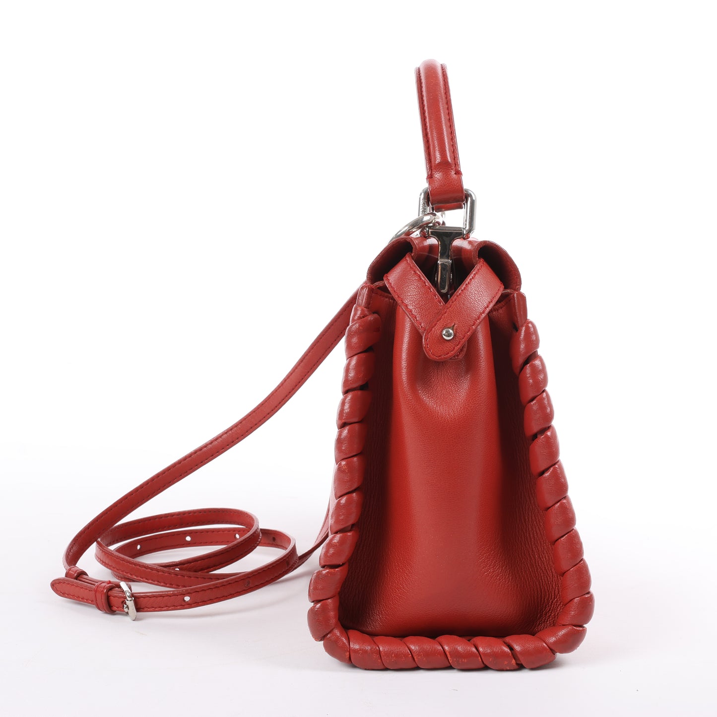 Fendi Peekaboo Mini Leather 2Way Handbag in Red 8BN244