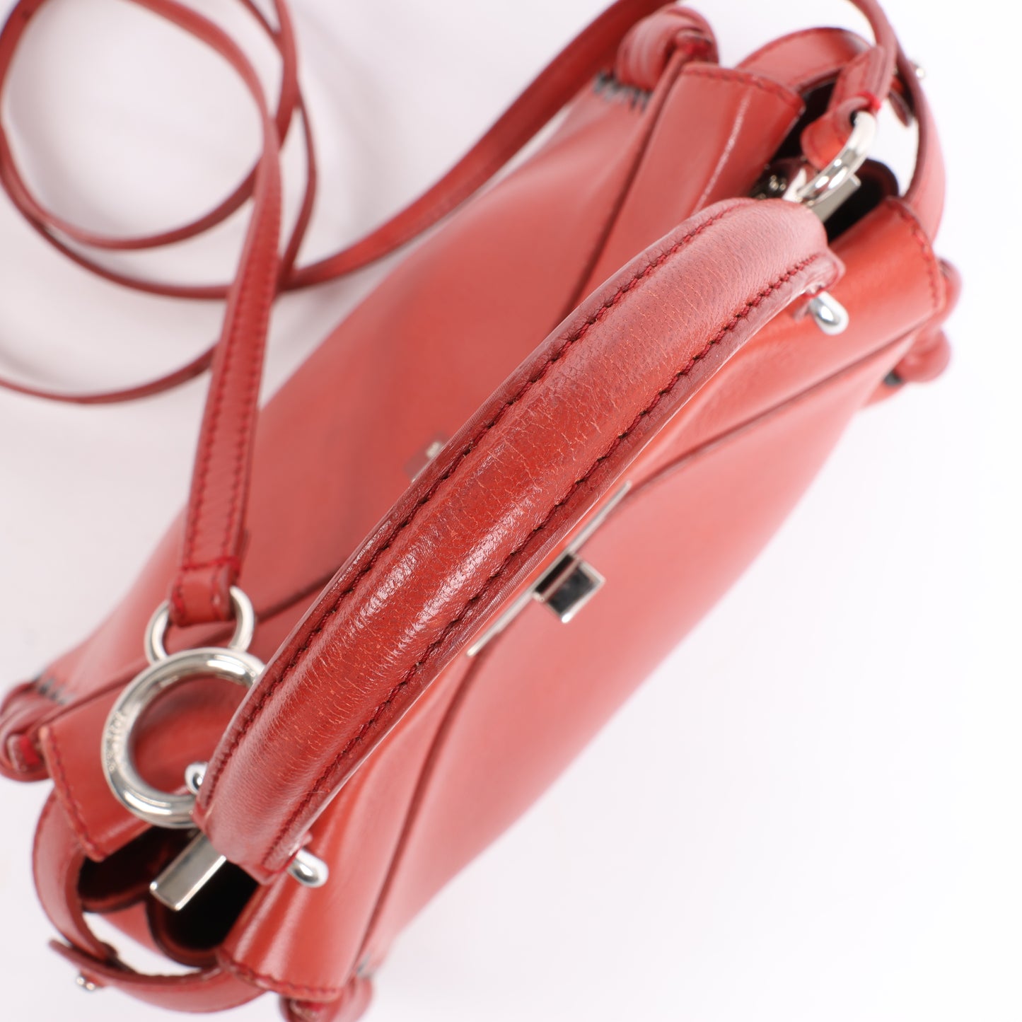Fendi Peekaboo Mini Leather 2Way Handbag in Red 8BN244