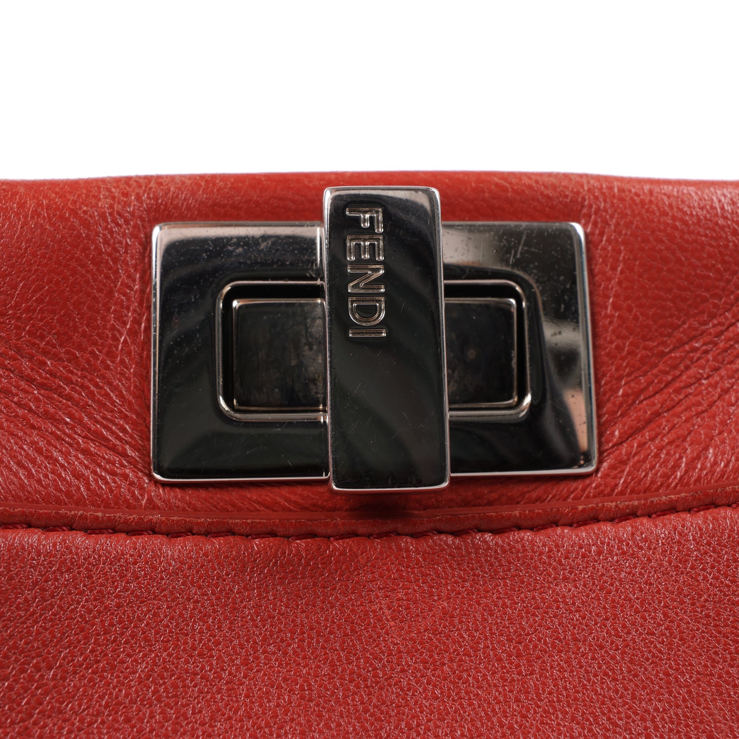 Fendi Peekaboo Mini Leather 2Way Handbag in Red 8BN244