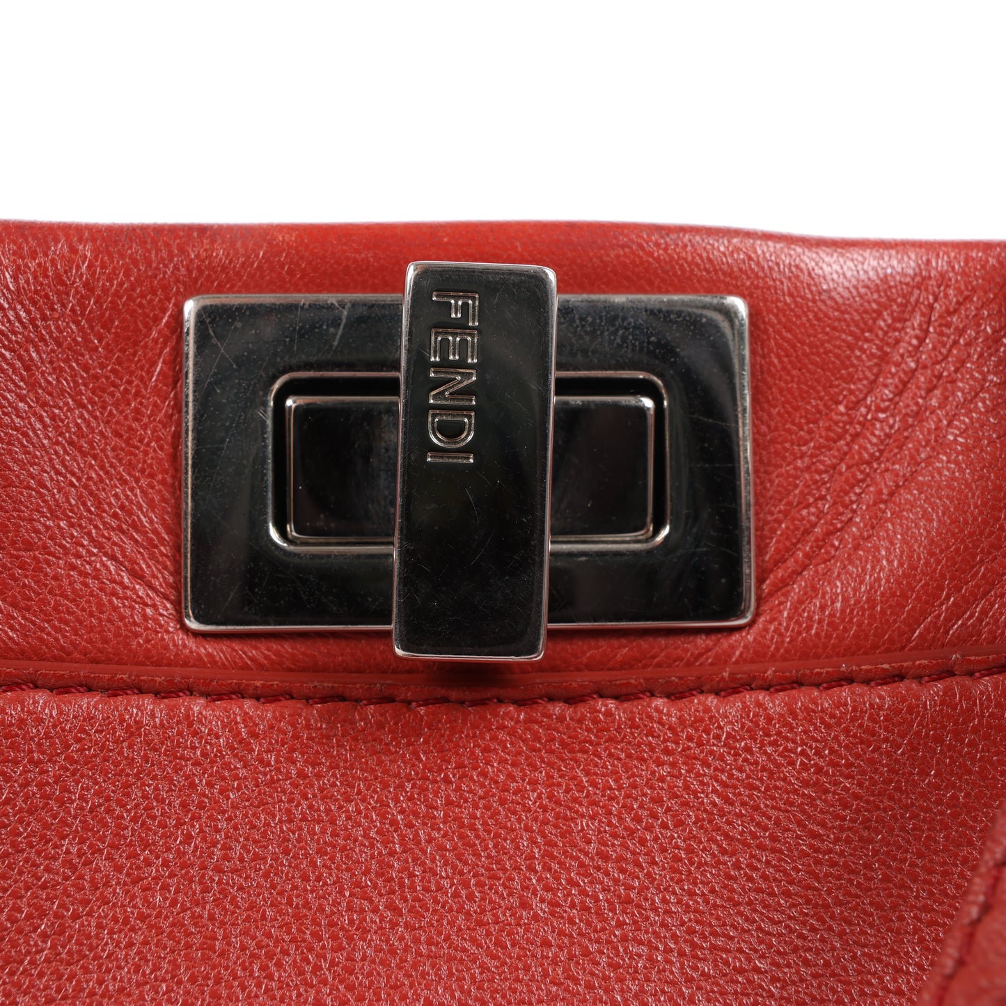 Fendi Peekaboo Mini Leather 2Way Handbag in Red 8BN244