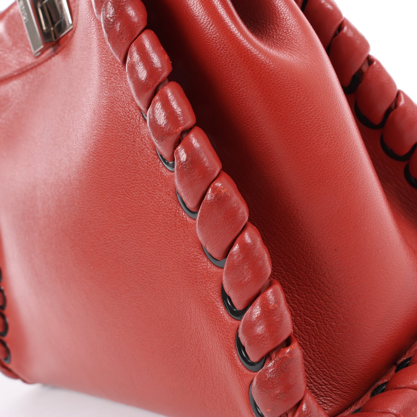 Fendi Peekaboo Mini Leather 2Way Handbag in Red 8BN244