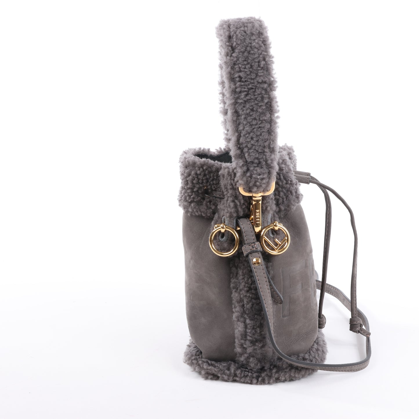Fendi Mon Tresor Mini Mouton 2Way Umhängetasche in Grau 8BS010