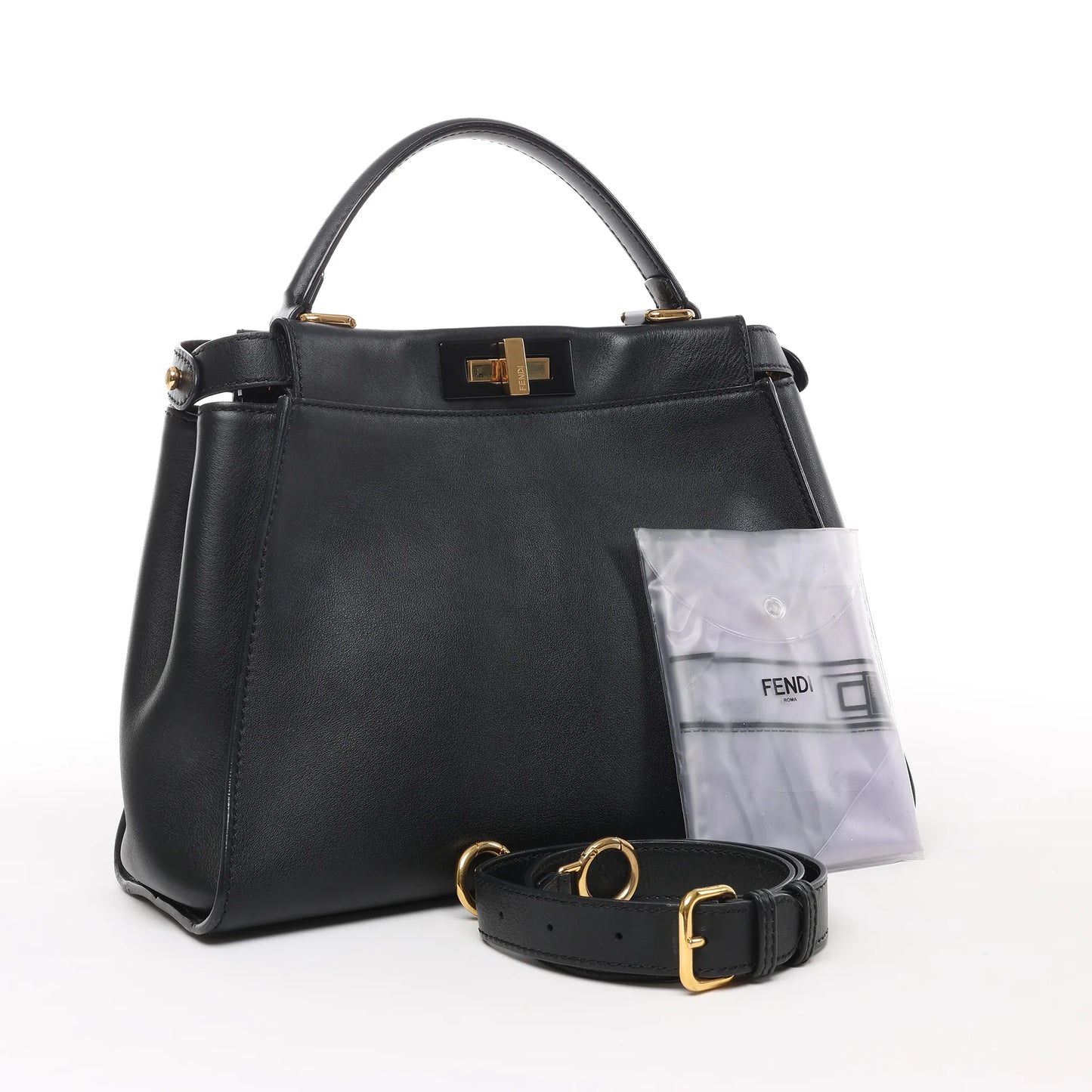 Fendi Peekaboo Regular 2-Wege-Handtasche aus Leder in Schwarz 8BN290
