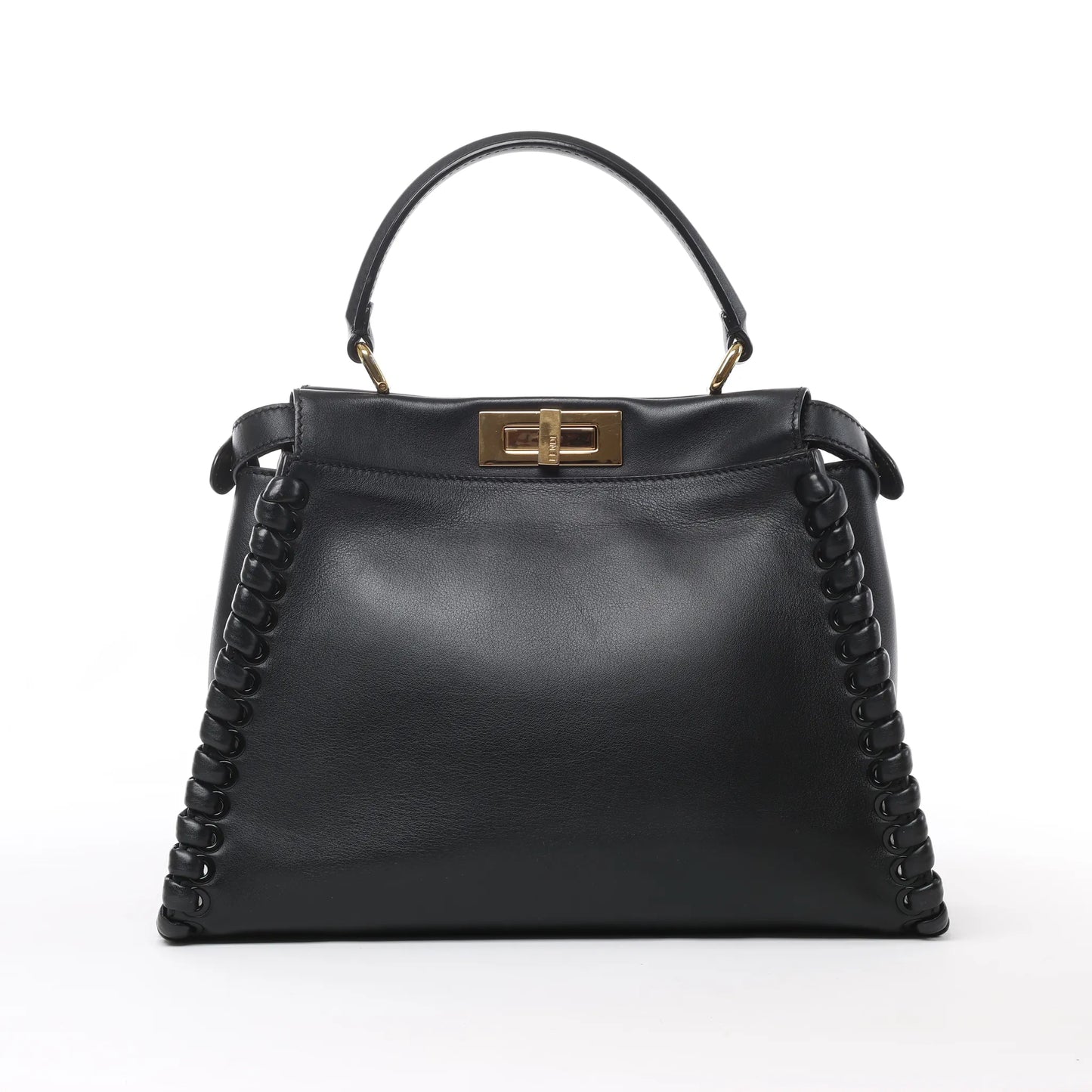 Fendi Peekaboo Regular 2-Wege-Handtasche aus Leder in Schwarz 8BN290