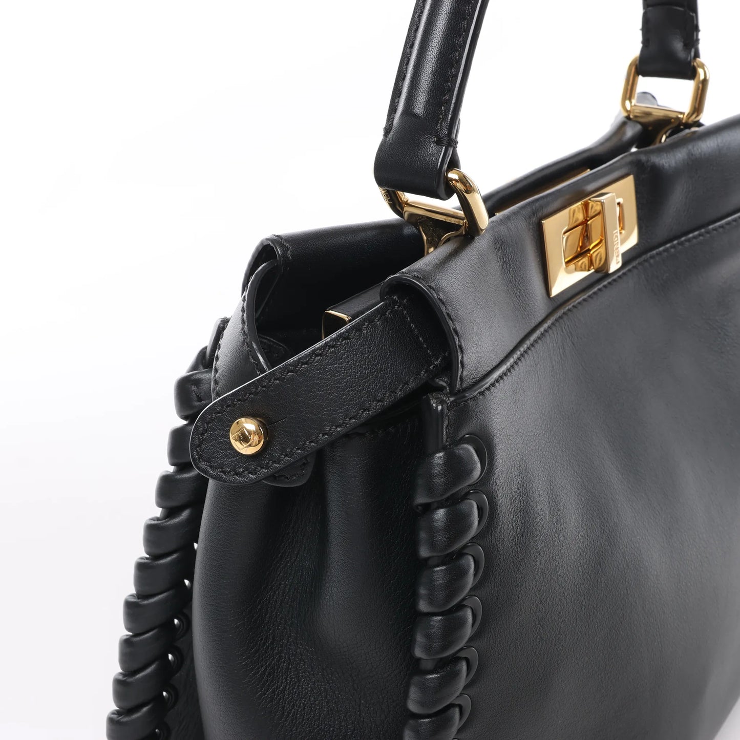 Fendi Peekaboo Regular 2-Wege-Handtasche aus Leder in Schwarz 8BN290