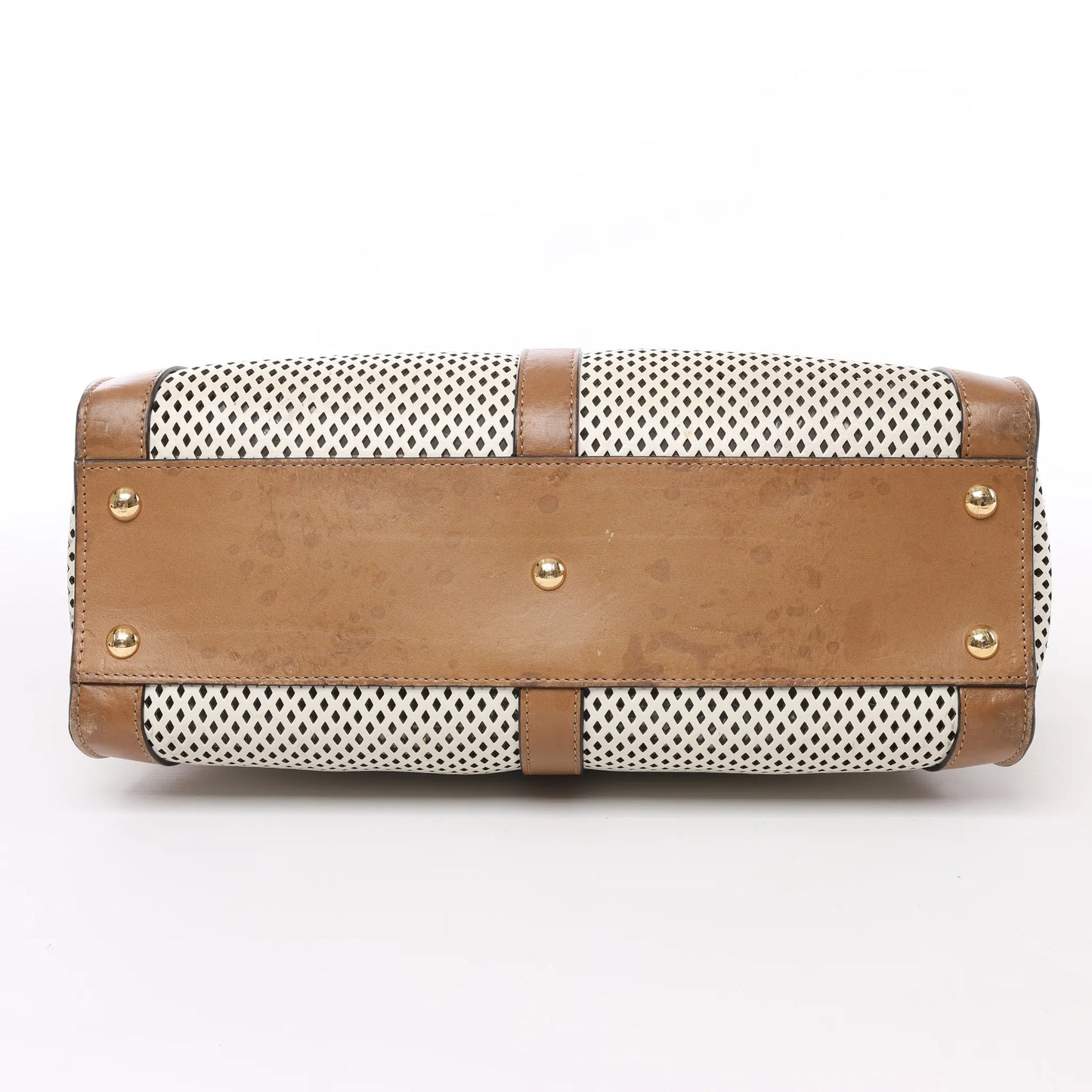 Fendi Peekaboo Regular 2-Wege-Handtasche aus perforiertem Leder in Braun x Beige 8BN290