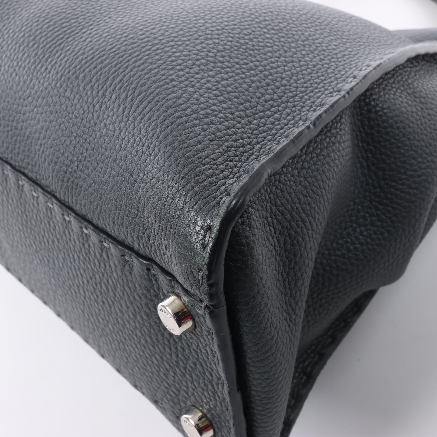 Fendi Peekaboo Regular Selleria Leder 2Way Handtasche in Grau 8BN226